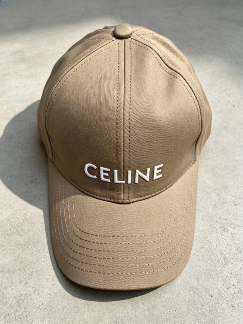 CELINE Embroidered Logo Brown Cotton Baseball Cap Adjustable